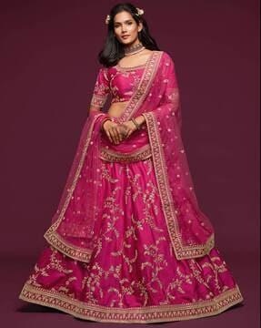 women embellished a-line lehenga choli set with dupatta