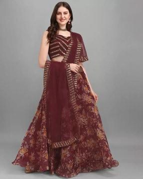 women embellished a-line lehenga choli set with dupatta