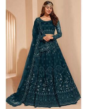 women embellished a-line lehenga choli set with dupatta