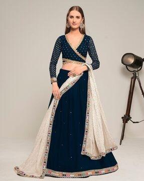 women embellished a-line lehenga choli set with dupatta