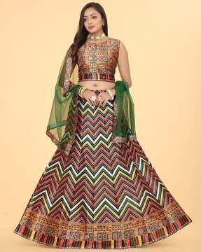 women embellished a-line lehenga with choli & dupatta