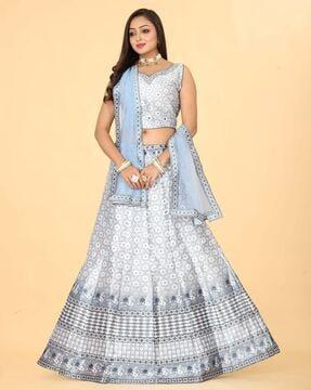 women embellished a-line lehenga with choli & dupatta