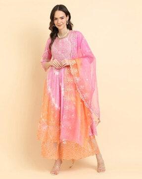 women embellished anarkali kurta & pants with dupatta