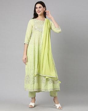 women embellished anarkali kurta set