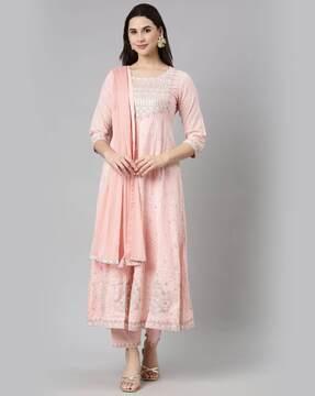 women embellished anarkali kurta set