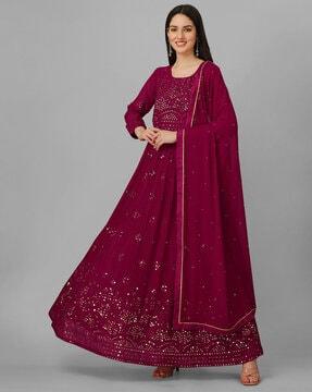 women embellished anarkali kurta set