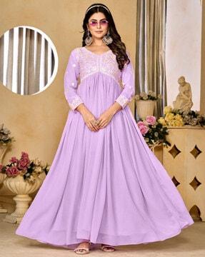 women embellished anarkali kurta set