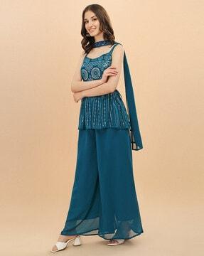 women embellished anarkali kurta suit set