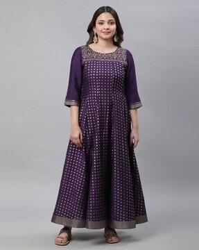 women embellished anarkali kurta with pants & dupatta