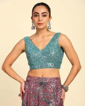 women embellished back-open blouse