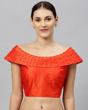 women embellished back open blouse