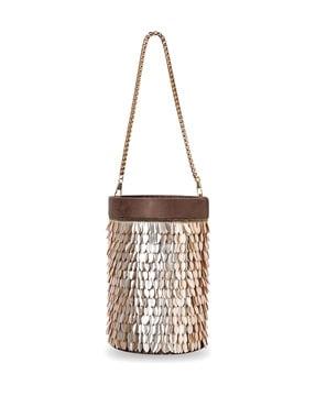 women embellished bucket bag