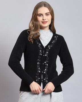 women embellished button-front cardigan