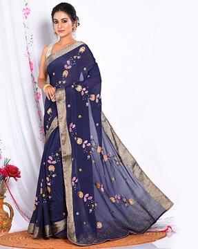 women embellished chiffon saree