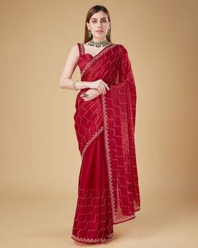 women embellished chiffon saree