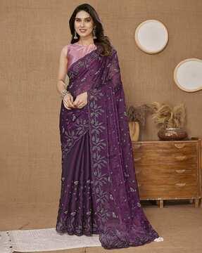 women embellished chiffon saree