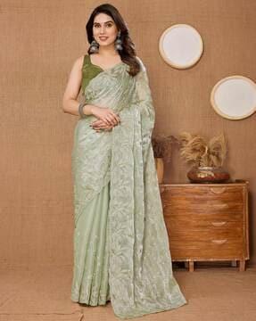 women embellished chiffon saree