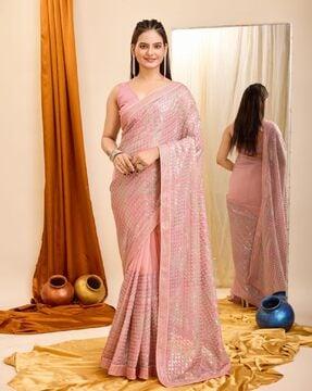 women embellished chiffon saree