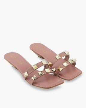 women embellished chunky heel sandals