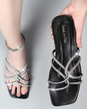 women embellished chunky heeled sandals