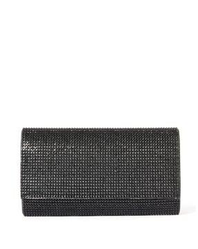 women embellished clutch with chain strap