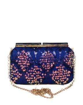 women embellished clutch with detachable chain strap
