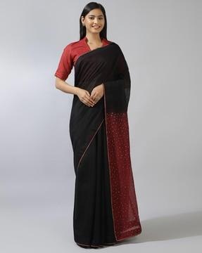 women embellished cotton saree