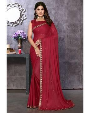 women embellished cotton saree