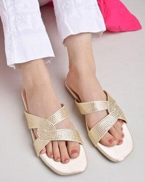 women embellished criss-cross strappy sandals