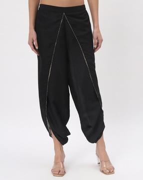 women embellished dhoti pants with semi-elasticated waist