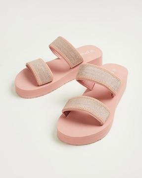 women embellished double-strap flip-flops