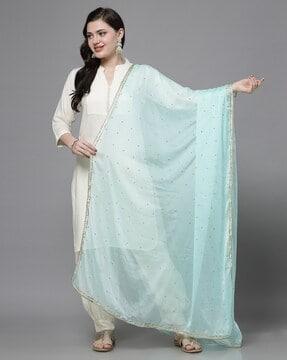 women embellished dupatta with lace border