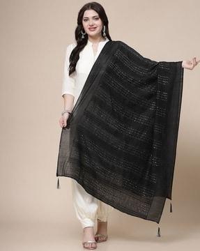 women embellished dupatta with tassels