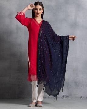 women embellished dupatta with tassels