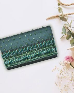 women embellished envelope clutch with detachable strap
