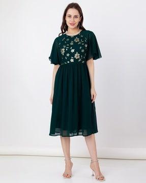 women embellished fit & flare dress