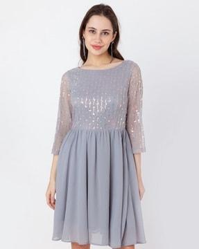 women embellished fit & flare dress