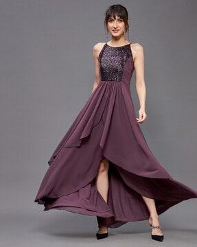 women embellished fit & flared dress
