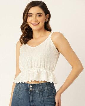 women embellished fitted crop top