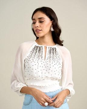 women embellished fitted top