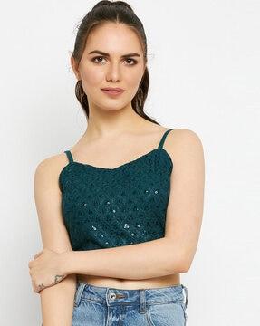 women embellished fitted top