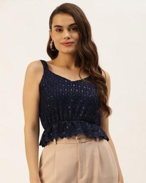 women embellished fitted top