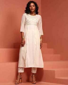 women embellished flared kurta set