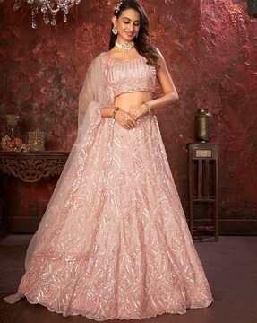 women embellished flared lehenga choli set with dupatta