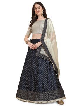 women embellished flared lehenga choli set with dupatta