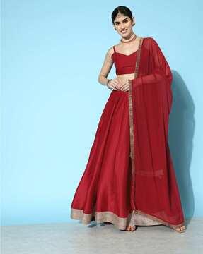 women embellished flared lehenga choli set