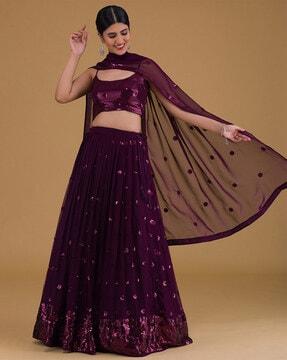 women embellished flared lehenga choli set