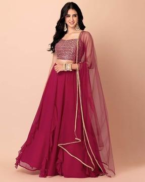 women embellished flared lehenga choli set