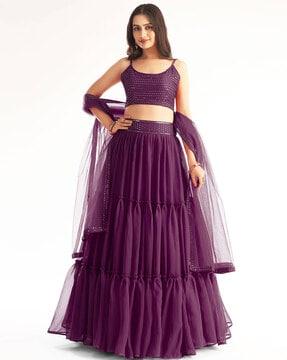 women embellished flared lehenga choli set