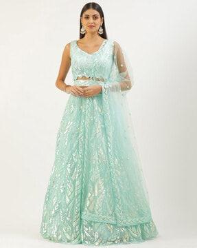 women embellished flared lehenga choli set